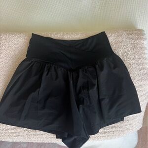 Aerie Black Crossover Flowy Athletic Shorts
